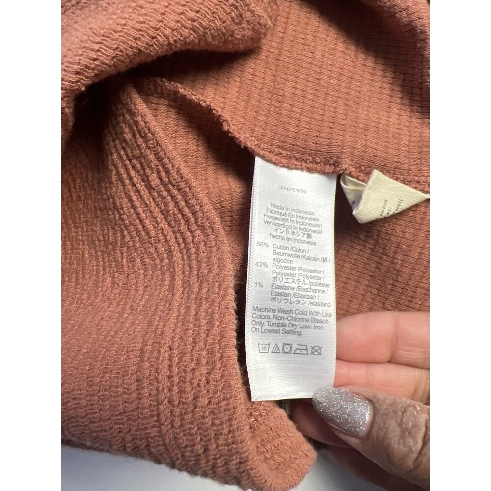 Madewell Pleated Statement Puff Sleeves Dusty Orange Rust Autumn‎ Top Size XS - Picture 6 of 10